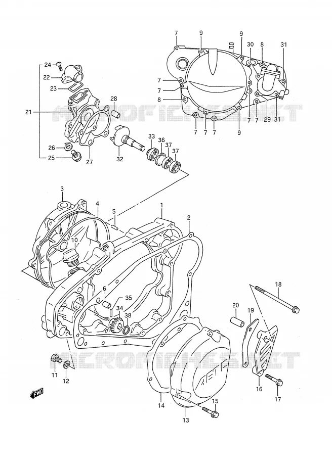 WATER POMPHUIS (MODELE L/M/N) Suzuki MOTO 250 RM 1992  RM250 N (E03,E28,E33)