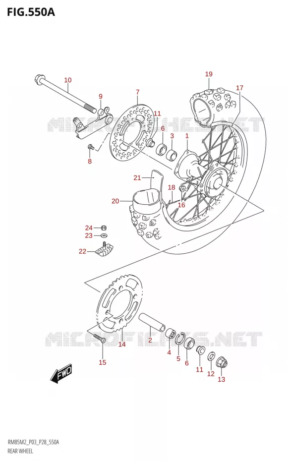 ACHTERWIEL Suzuki MOTO 85 RM 2022  RM85 M2 (E28 / E33)