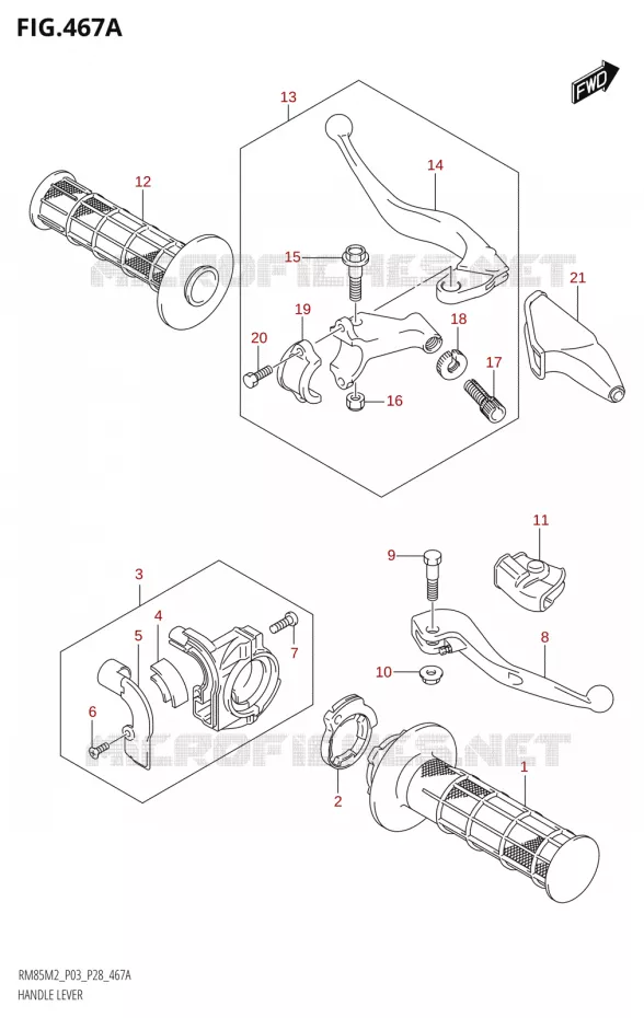 HANDGRIPS - LEVERS Suzuki MOTO 85 RM 2022  RM85 M2 (E28 / E33)