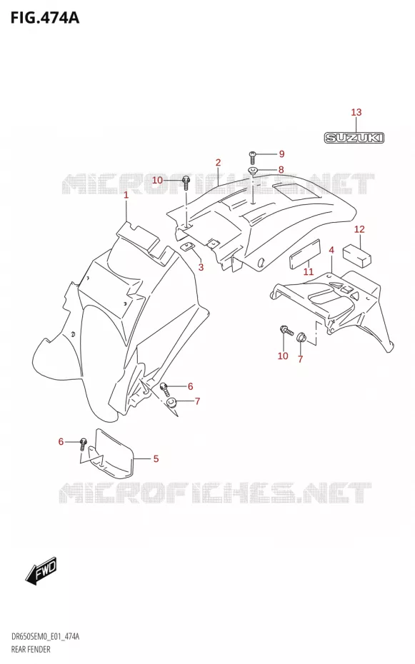 ACHTERSPATBORD Suzuki MOTO 650 DR 2020  DR650SE M0 (E01)