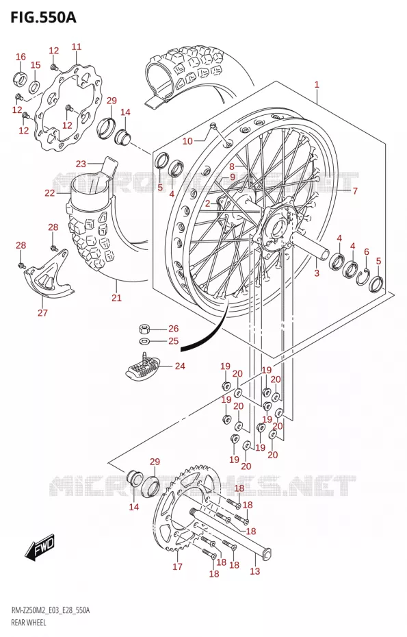 ACHTERWIEL Suzuki MOTO 250 RM-Z 2022  RM-Z250 M2 (E03,E28)