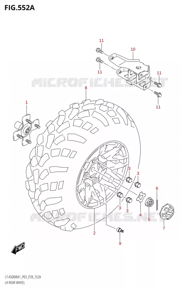 LINKERHAND ACHTERWIEL Suzuki QUAD 500 KINGQUAD 2021  LT-A500X / XP M1 (P03,P28,P33)