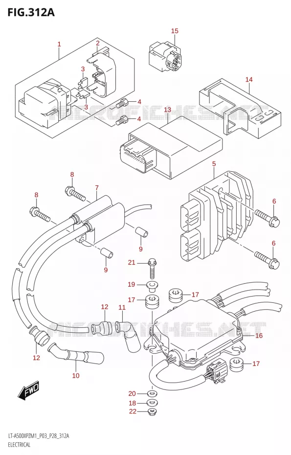 ELEKTRISCH (P03,P28) Suzuki QUAD 500 KINGQUAD 2021  LT-A500XPZ M1 (P03,P28,P33)