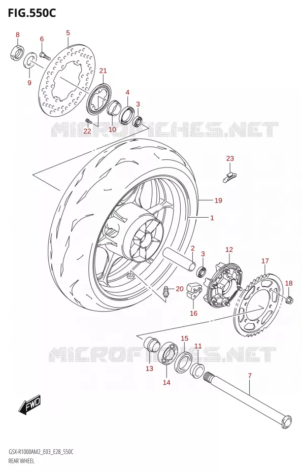 ACHTERWIELSX-R1000A) Suzuki MOTO 1000 GSX-R 2022  GSX-R1000A M2 (E03 E28)