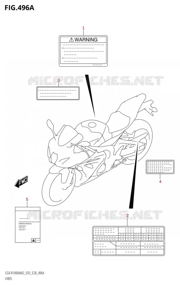 ETIKETTE (E03) Suzuki MOTO 1000 GSX-R 2022  GSX-R1000A M2 (E03 E28)
