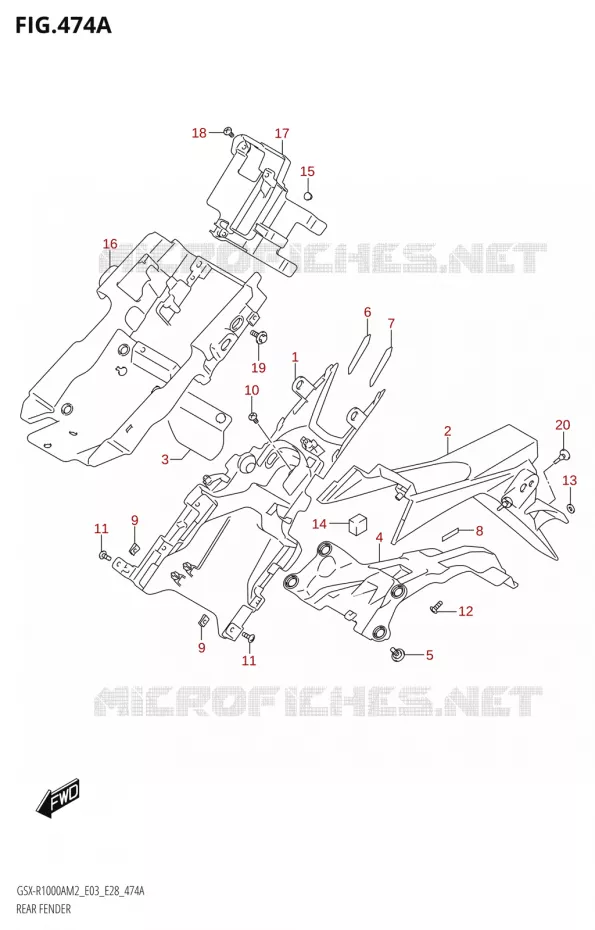 ACHTERSPATBORD Suzuki MOTO 1000 GSX-R 2022  GSX-R1000A M2 (E33)
