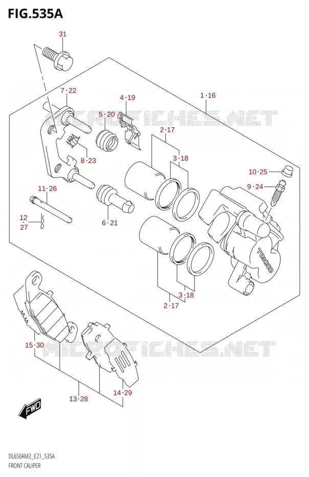 FRONT CALIPER Suzuki MOTO 650 V-STROM 2022  DL650XA M2 (E21)
