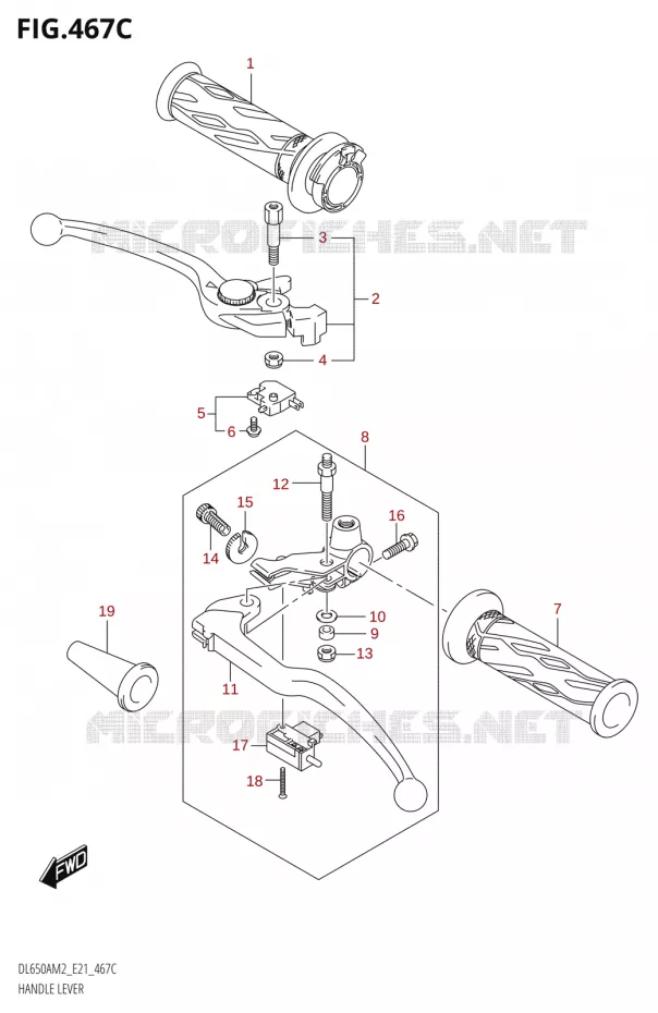 HANDGRIPS - LEVERSDL650XAM2 E21) Suzuki MOTO 650 V-STROM 2022  DL650XA M2 (E21)