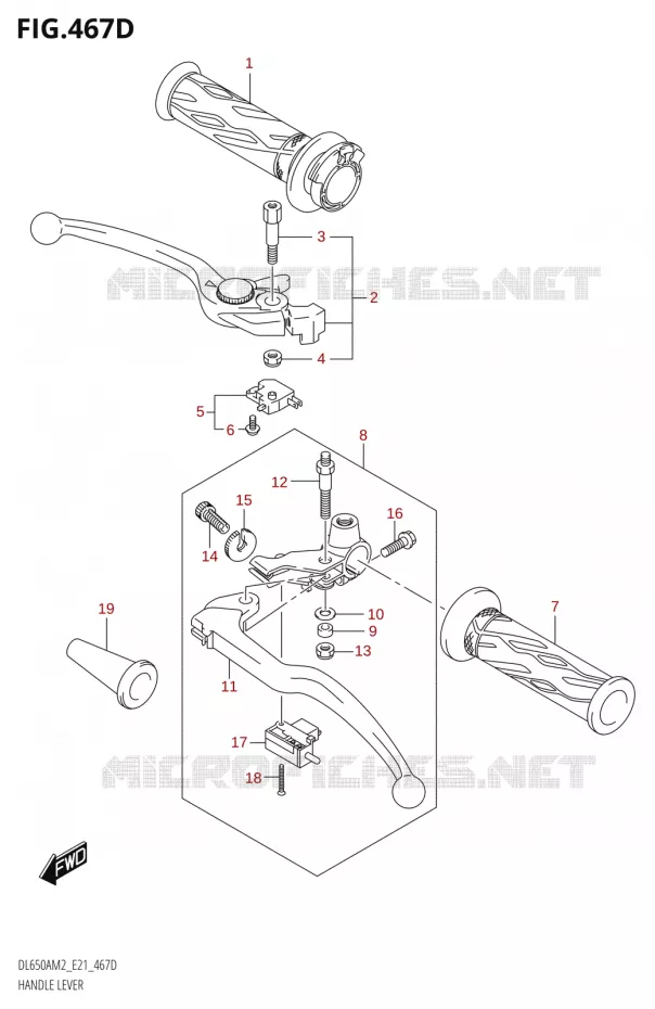 HANDGRIPS - LEVERSDL650XAUEM2 E21) Suzuki MOTO 650 V-STROM 2022  DL650XA M2 (E21)