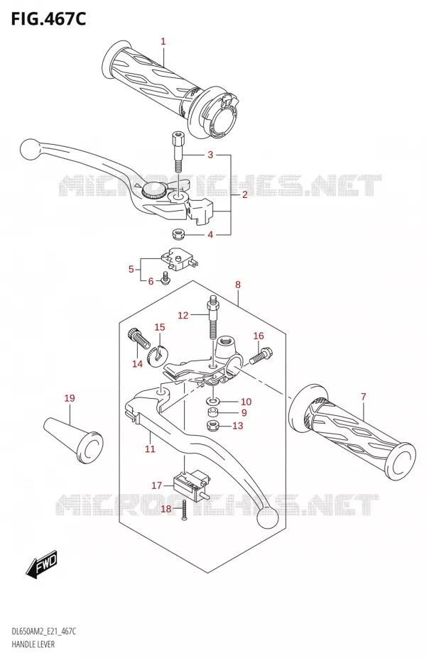 HANDGRIPS - LEVERSDL650XAM2 E21) Suzuki MOTO 650 V-STROM 2022  DL650AU M2 / DL650XAUE M2 (E21)