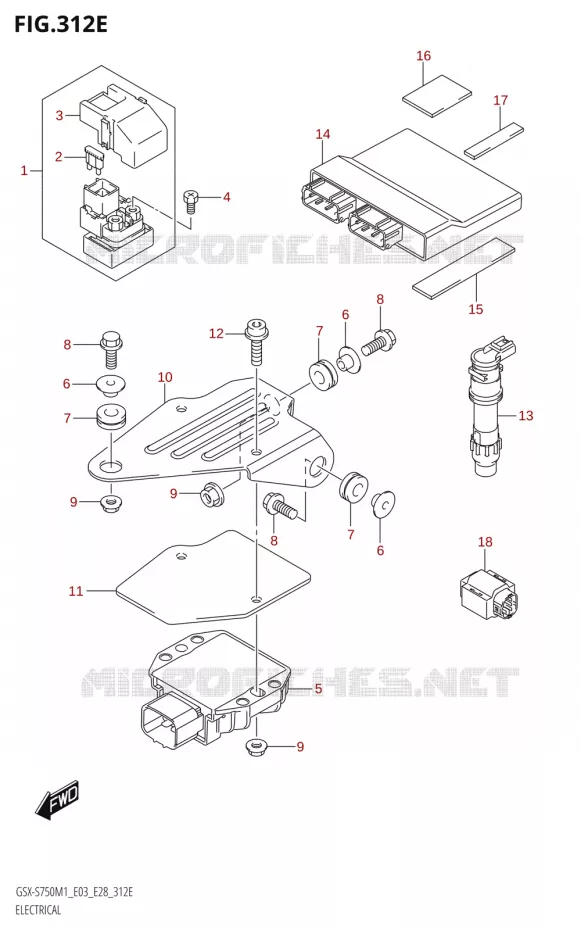 ELEKTRISCH (GSX-S750A,GSX-S750ZA:E03,E28) Suzuki MOTO 750 GSX-S 2021  GSX-S750 / GSX-S750Z /​ GSX-S750A / ​GSX-S750ZA (E03 E28 )
