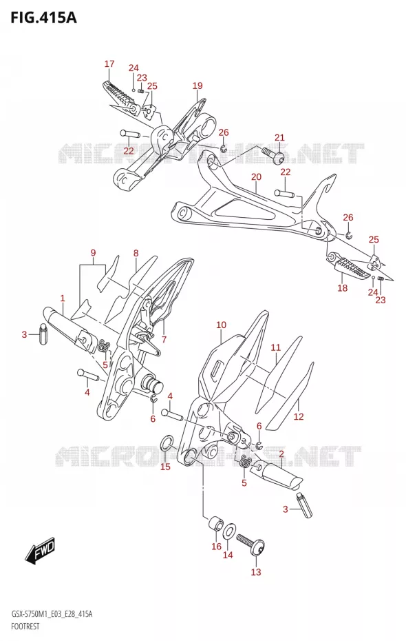 FOOTREST Suzuki MOTO 750 GSX-S 2021  GSX-S750 / GSX-S750Z /​ GSX-S750A / ​GSX-S750ZA (E03 E28 )