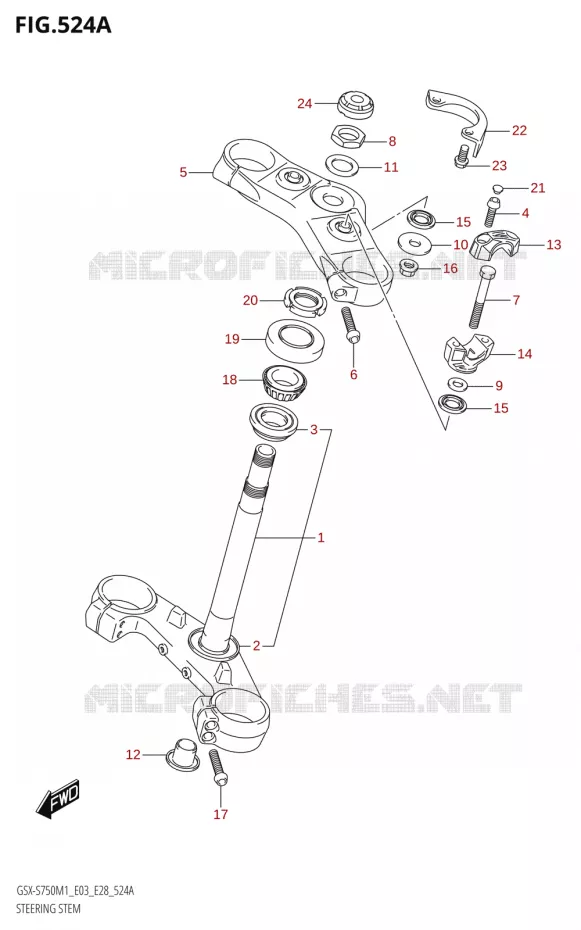 STUURKOLOM (GSX-S750,GSX-S750A) Suzuki MOTO 750 GSX-S 2021  GSX-S750 / GSX-S750Z /​ GSX-S750A / ​GSX-S750ZA (E03 E28 )