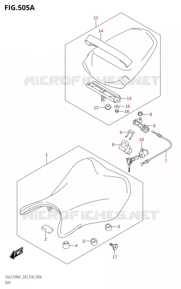 SEAT Suzuki MOTO 750 GSX-S 2021  GSX-S750 / GSX-S750Z /​ GSX-S750A / ​GSX-S750ZA (E03 E28 )