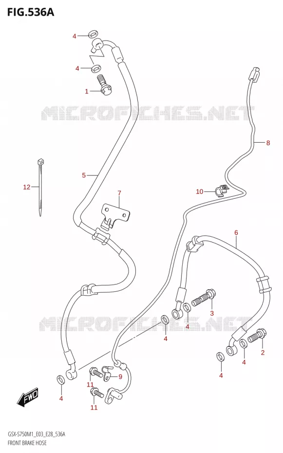 FRONT REMSLANG (GSX-S750,GSX-S750Z) Suzuki MOTO 750 GSX-S 2021  GSX-S750 / GSX-S750Z /​ GSX-S750A / ​GSX-S750ZA (E03 E28 )