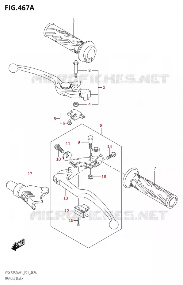 HANDGRIPS - LEVERS Suzuki MOTO 750 GSX-S 2021  GSX-S750A /​GSX-S750ZA M1 (E21)