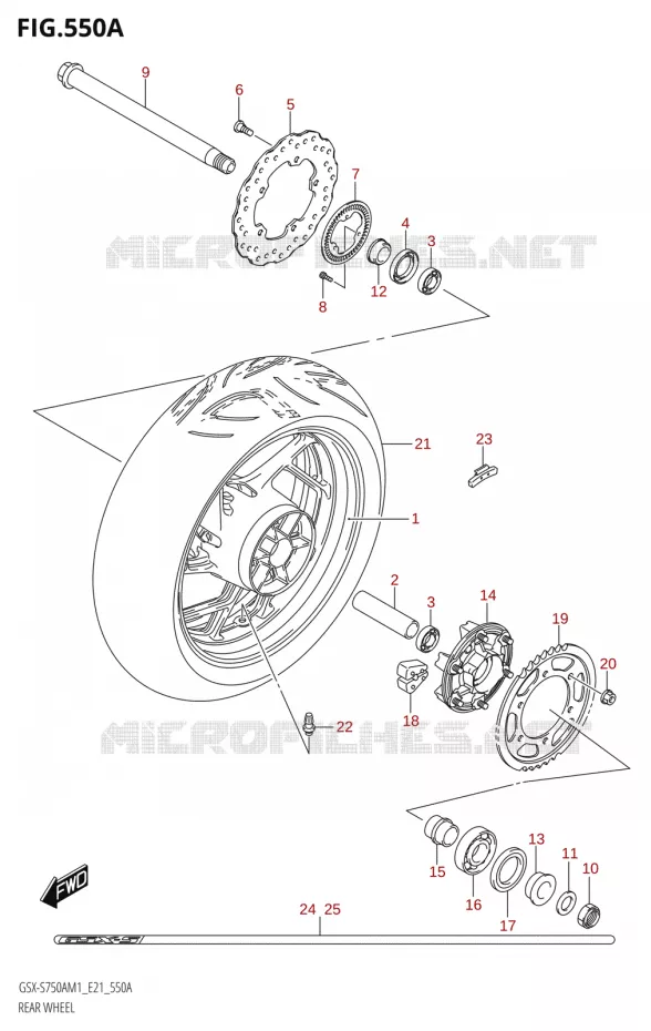 ACHTERWIELSX-S750ZA,GSX-S750UQZ,GSX-S750WQZ) Suzuki MOTO 750 GSX-S 2021  GSX-S750UQ / ​GSX-S750UQZ M1 (E21)