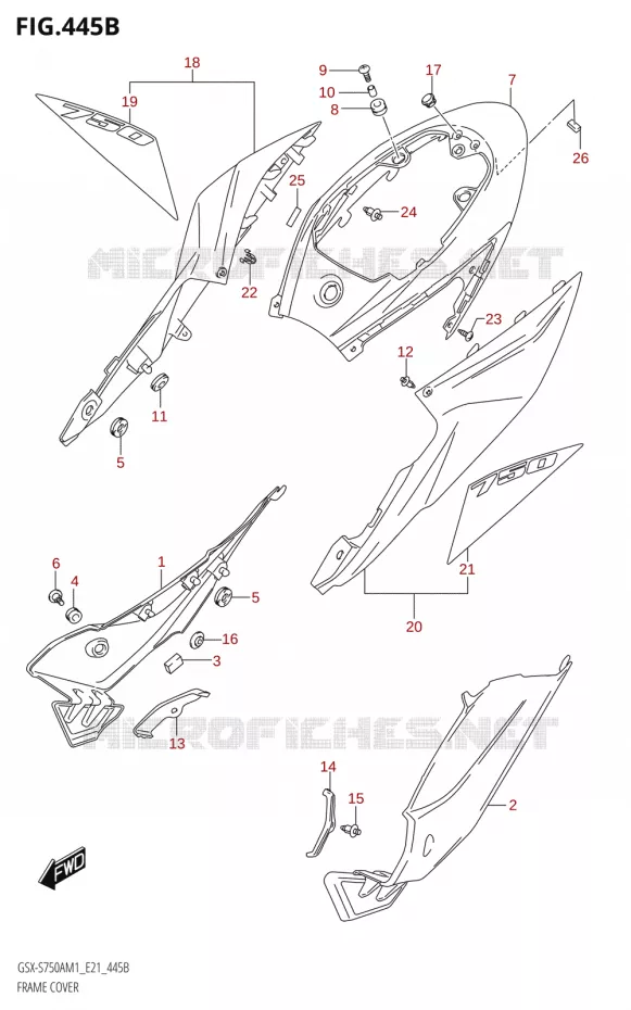 ACHTER KUIPIS (GSX-S750ZA,GSX-S750UQZ,GSX-S750WQZ) Suzuki MOTO 750 GSX-S 2021  GSX-S750UQ / ​GSX-S750UQZ M1 (E21)