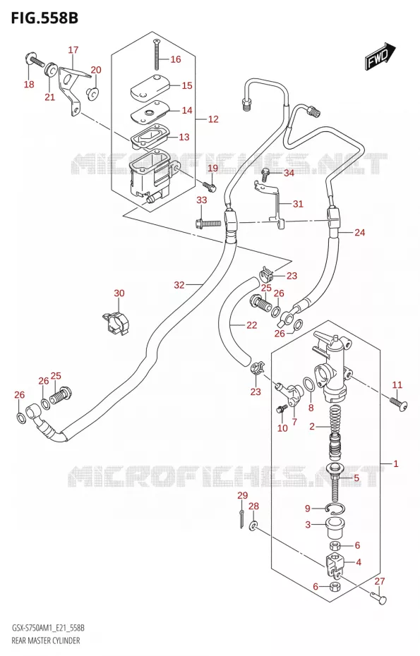 ACHTER HOOFDREMCILINDER Suzuki MOTO 750 GSX-S 2021  GSX-S750UQ / ​GSX-S750UQZ M1 (E21)