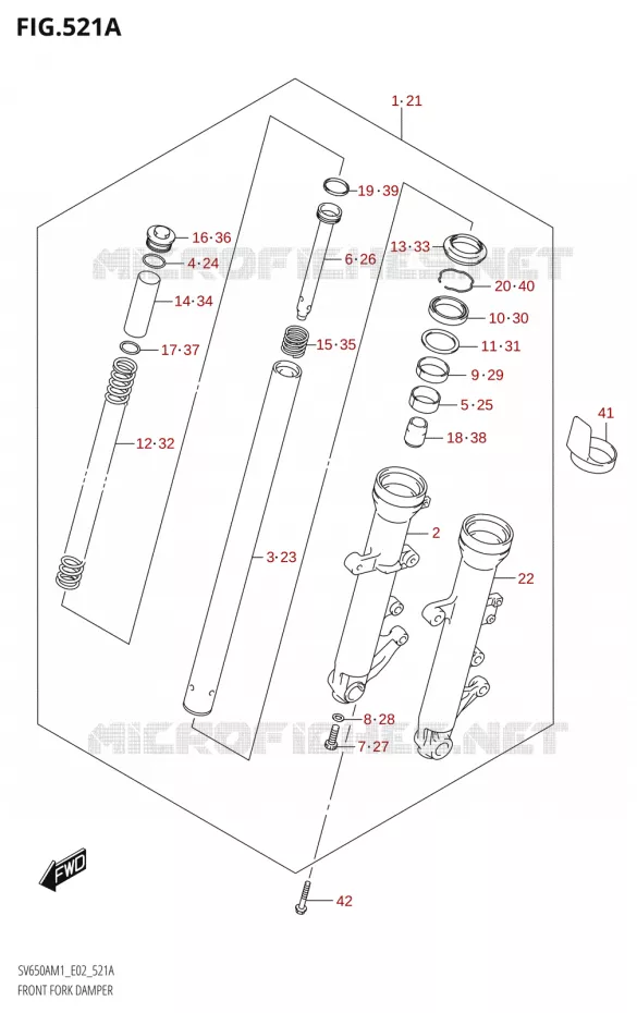 VOORVORKK DAMPER (SV650A,SV650AU) Suzuki MOTO 650 SV 2021  SV650A M1 (E02)