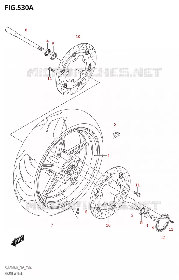 VOORWIELEL (SV650A,SV650AU) Suzuki MOTO 650 SV 2021  SV650A M1 (E02)