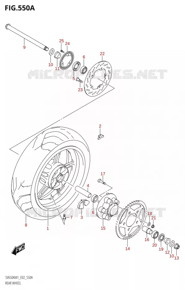 ACHTERWIEL (SV650A,SV650AU) Suzuki MOTO 650 SV 2021  SV650A M1 (E19)
