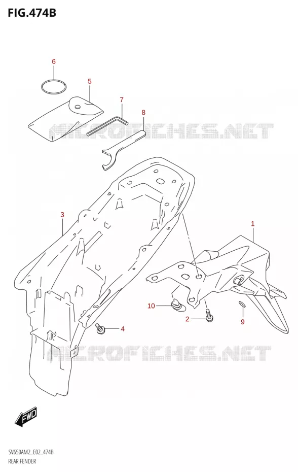 ACHTERSPATBORD Suzuki MOTO 650 SV 2022  SV650A M2 (E02,E19)