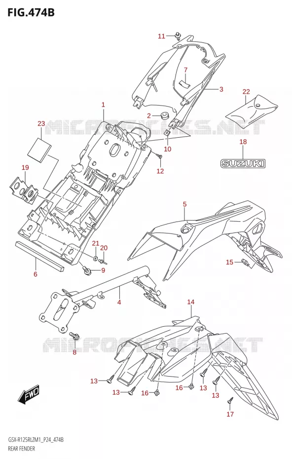 ACHTERSPATBORD Suzuki MOTO 125 GSX-R 2021  GSX-R125RLZ M1 (P24)