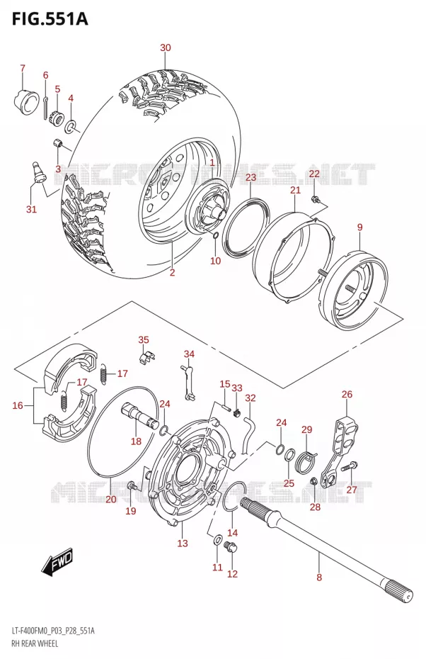 RECHTSE ACHTERWIEL Suzuki QUAD 400 KINGQUAD 2020  LT-F400F (P03)