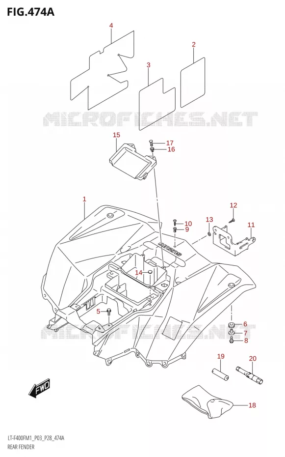 ACHTERSPATBORD Suzuki QUAD 400 KINGQUAD 2021  LT-F400F M1 (P03)