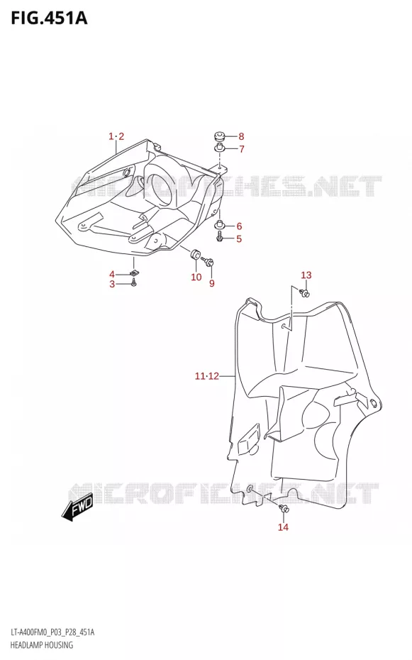 VOORKOPLAMPBEHUIZING Suzuki QUAD 400 KINGQUAD 2020  LT-F400FZ M0 (P03)