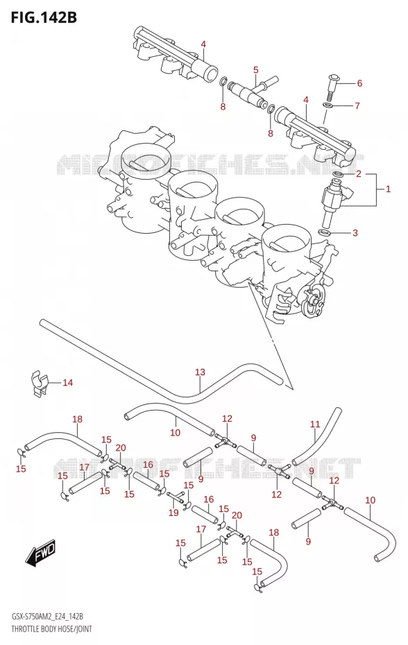 GASKLEPHUIS SLANG / JOINT Suzuki MOTO 750 GSX-S 2022  GSX-S750A M2