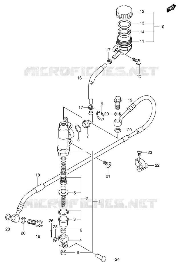 ACHTER HOOFDREMCILINDER (MODELE K1/K2) Suzuki MOTO 250 RM 2006  RM250ZK6(E3/E28)