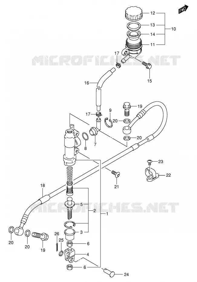 ACHTER HOOFDREMCILINDER (MODELE K3) Suzuki MOTO 250 RM 2004  RM250K4(E3/E28)