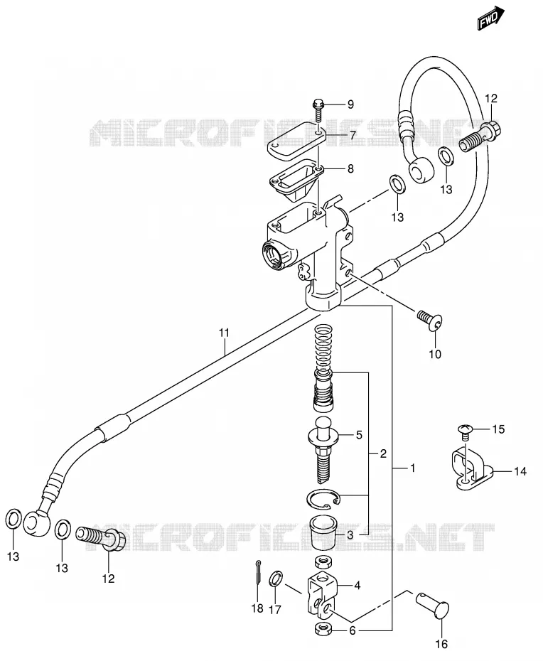 ACHTER HOOFDREMCILINDER (MODELE K4) Suzuki MOTO 250 RM 2006  RM250K6(E3/E28)