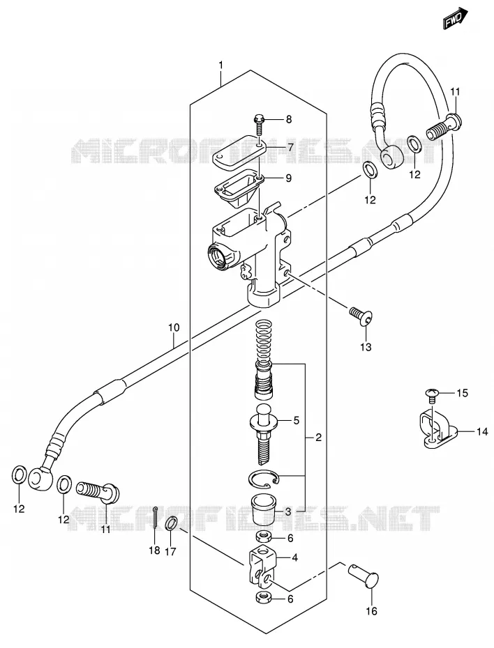 ACHTER HOOFDREMCILINDER (MODELE K5/K6) Suzuki MOTO 125 RM 2005  RM125K5(E3/E28)