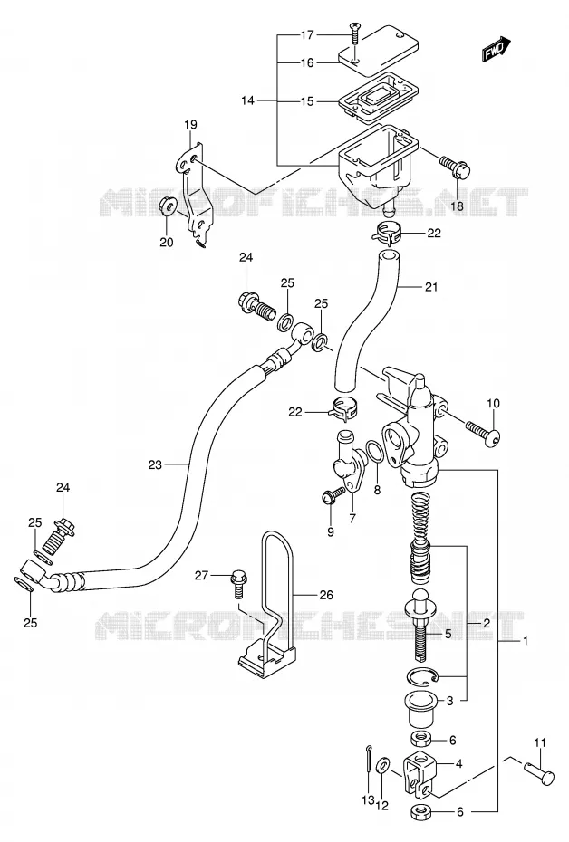 ACHTER HOOFDREMCILINDER (SV1000SK3/S1K3/S2K3) Suzuki MOTO 1000 SV 2003  SV1000S2K3(E2)