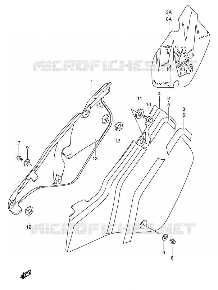 ACHTER KUIP  (MODELE K/L/M) Suzuki MOTO 250 RMX 1995  RMX250S(E1)
