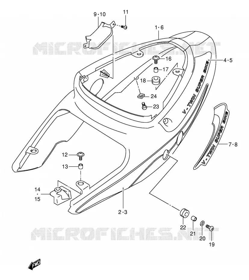 ACHTER KUIP  (MODELE K1) Suzuki MOTO 1000 TL-R 2000  TL1000RY(E2)