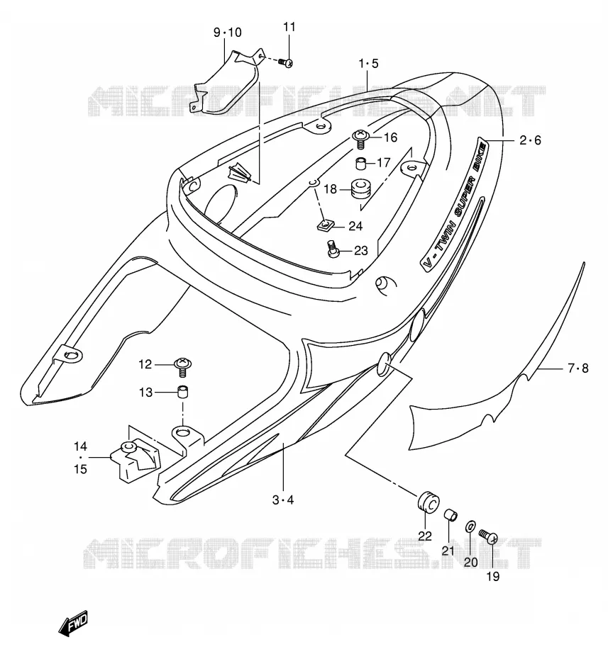 ACHTER KUIP  (MODELE Y) Suzuki MOTO 1000 TL-R 2001  TL1000RK1(E2)