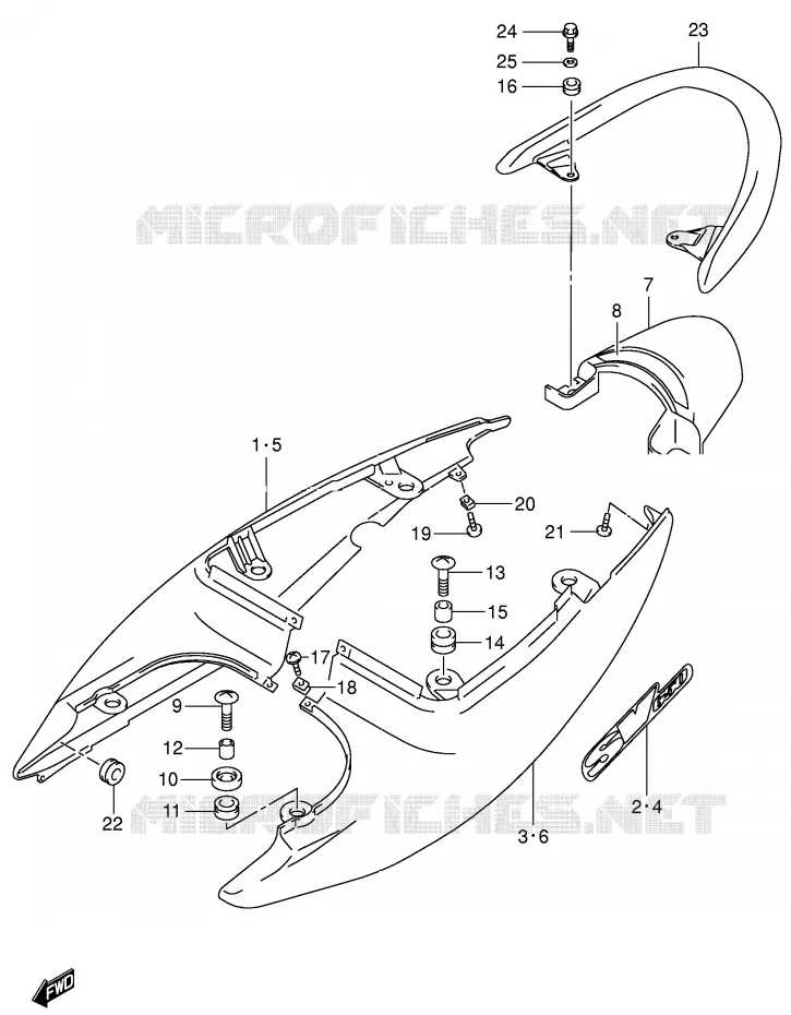 ACHTER KUIP - SEAT COWL (MODELE K1) Suzuki MOTO 650 SV 2000  SV650Y(E2)