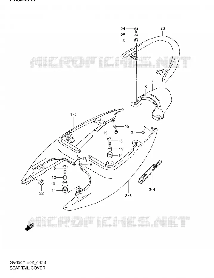 ACHTER KUIP - SEAT COWL (MODELE K2) Suzuki MOTO 650 SV-S 2000  SV650SY(E2)