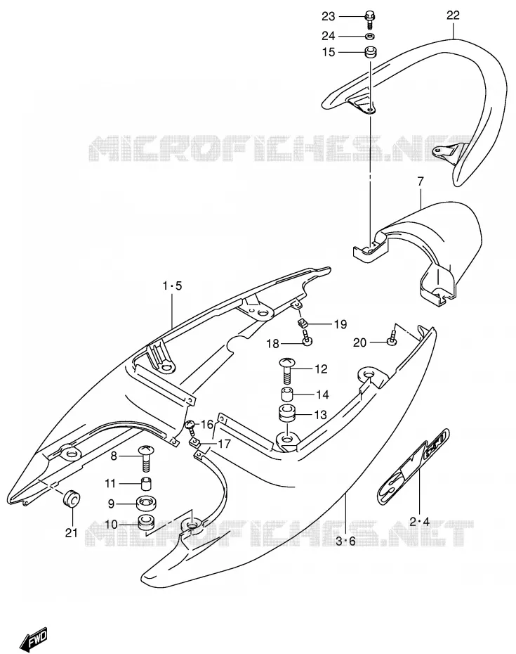 ACHTER KUIP - SEAT COWL (MODELE X) Suzuki MOTO 650 SV-S 2000  SV650SY(E2)