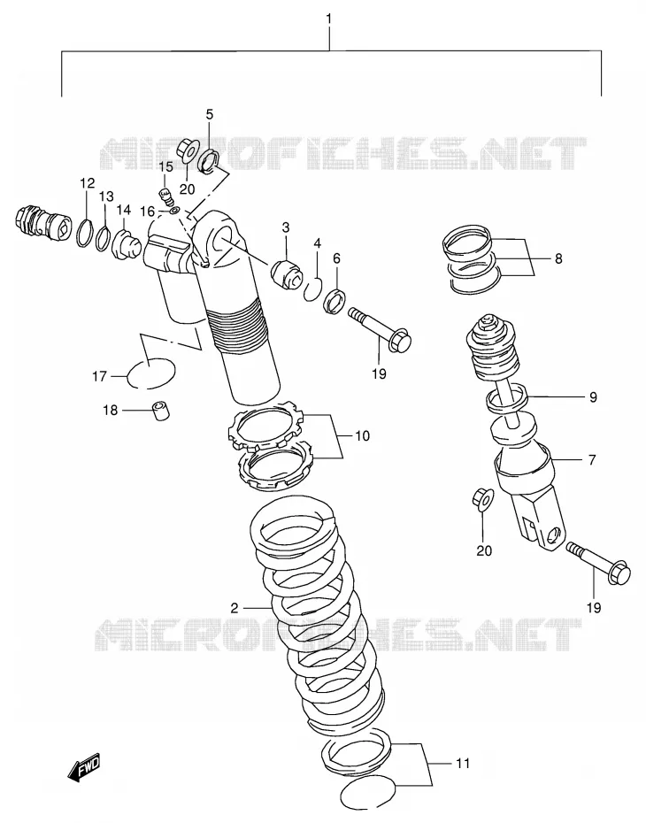 ACHTER SCHOKDEMPER Suzuki MOTO 250 RMX 1999  RMX250SX(E24)
