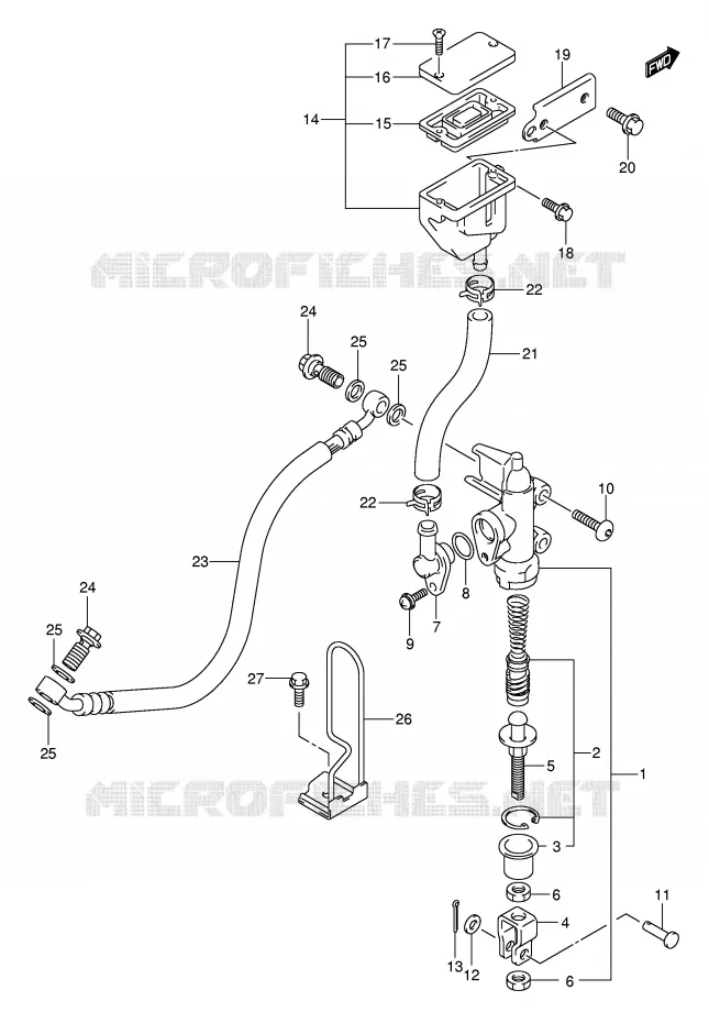 ACHTER hoofdremcilinder (SV1000K3/U1K3/U2K3/K4/U1K4U2K4/SK4/S1K4/S2K4) Suzuki MOTO 1000 SV 2003  SV1000U2K3(E2)