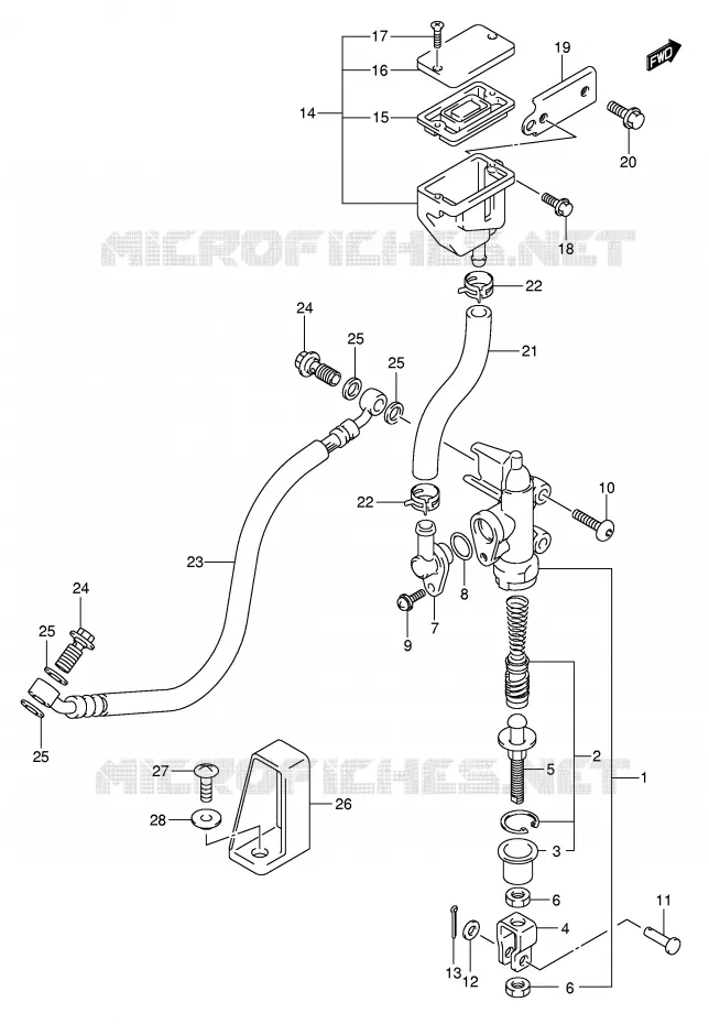 ACHTER hoofdremcilinder (SV1000K5/U1K5/U2K5/SK5/S1K5/S2K5) Suzuki MOTO 1000 SV 2003  SV1000S2K3(E2)