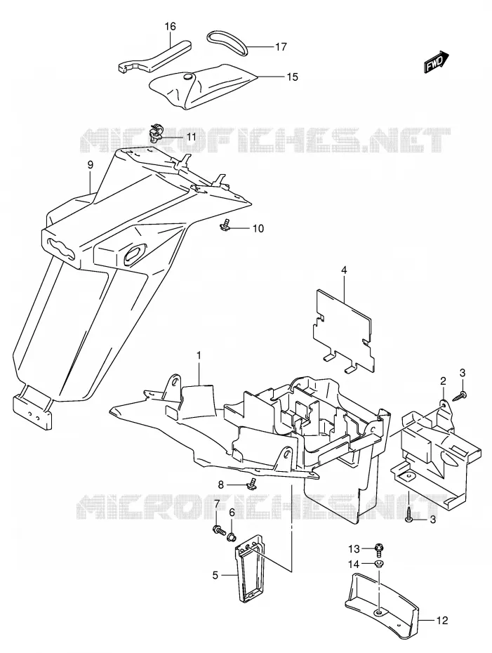 ACHTERSPATBORD (MODEL K4/K5/K6/K7) Suzuki MOTO 650 SV-S 2007  SV650SUK7(E2)