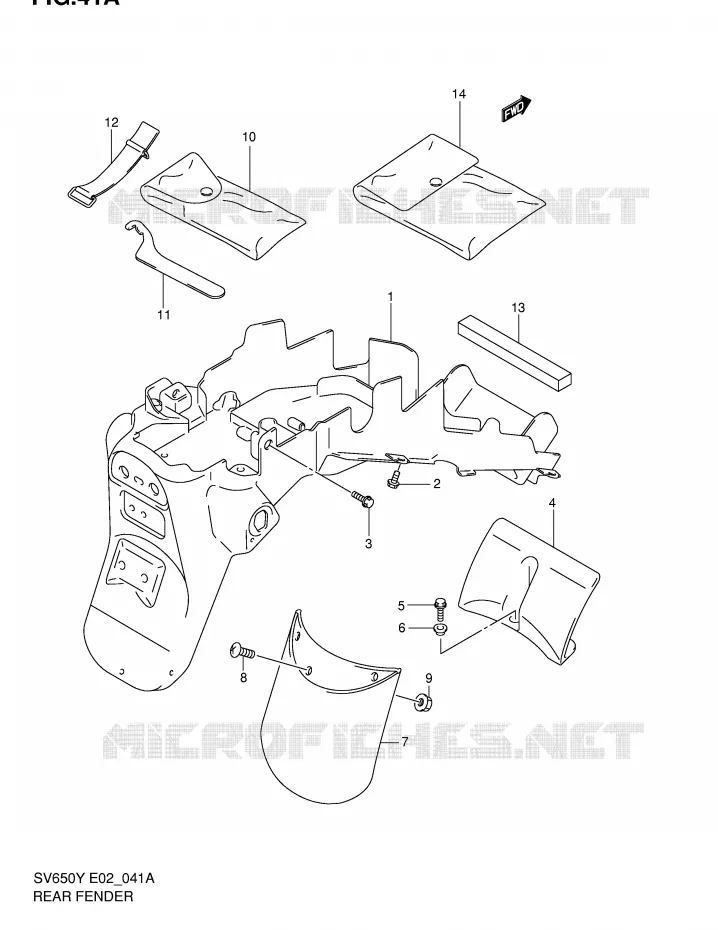 ACHTERSPATBORD (MODELE K2) Suzuki MOTO 650 SV-S 1999  SV650SX(E2)