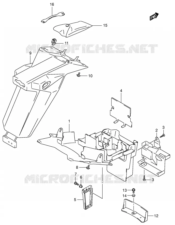ACHTERSPATBORD (SV1000/U1/U2K3,MODELE K4/K5) Suzuki MOTO 1000 SV 2004  SV1000U1K4(E2)