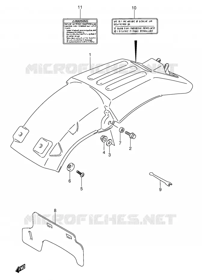 ACHTERSPATBORD Suzuki MOTO 250 RMX 1994  RMX250R(E1)